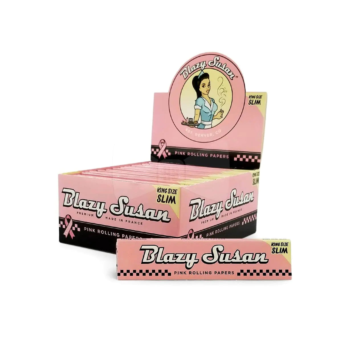 Blazy Susan King Slim Pink Rolling Papers USA ~ Premium Cannabis Rolling Papers | Slow Burn Quality