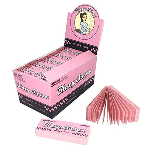 Blazy Susan Pink Filter Tips USA ~ Premium Rolling Tips 25 Pack | 1250 Tips Total Value Pack