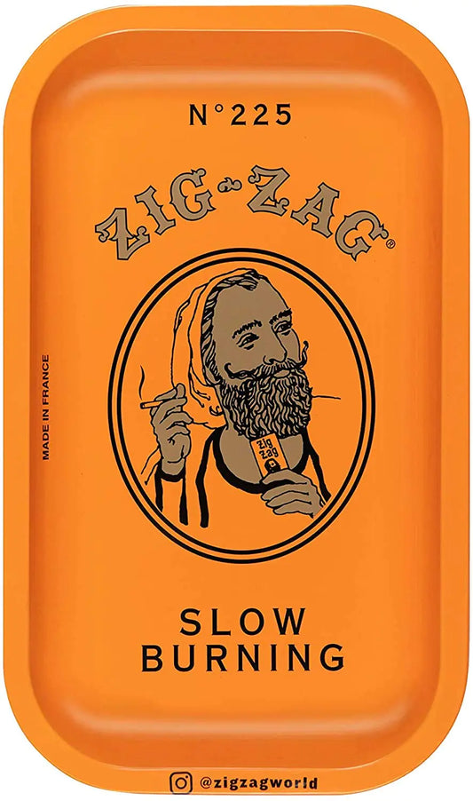ZIG-ZAG Small Metal Rolling Tray with Orange design