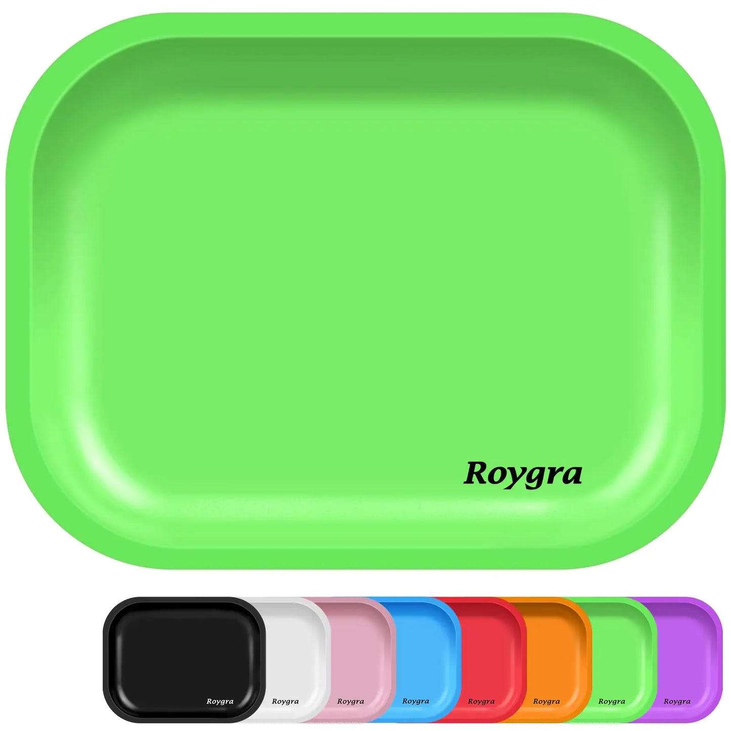roygra Rolling Tray Matte Metal Decorative Tray (Green Medium - 7 x 5.5)